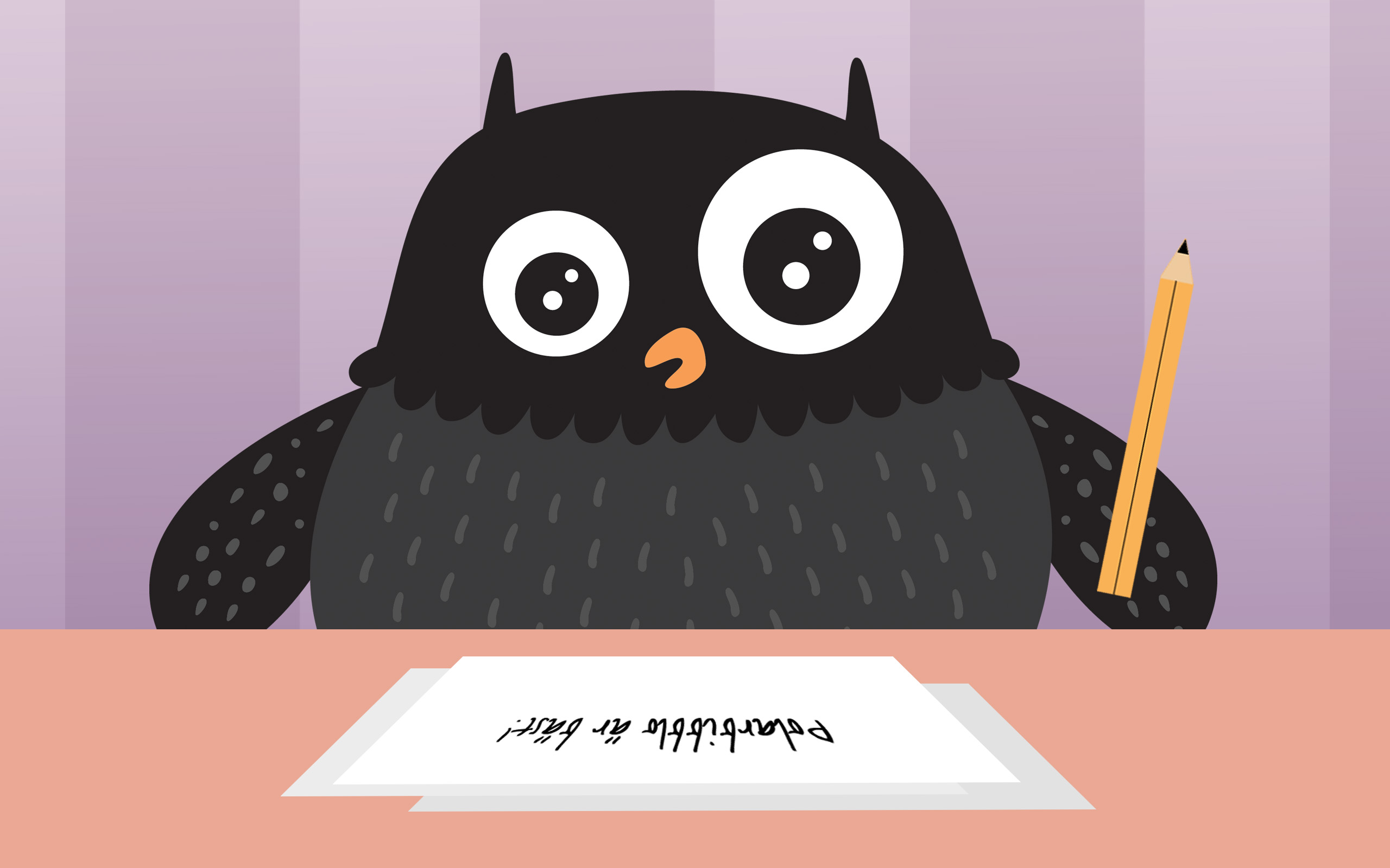 Polarugglan som sitter och skriver.