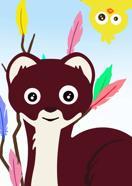 Den nordsamiska hermelinen tillsammans med en kyckling och påskris.