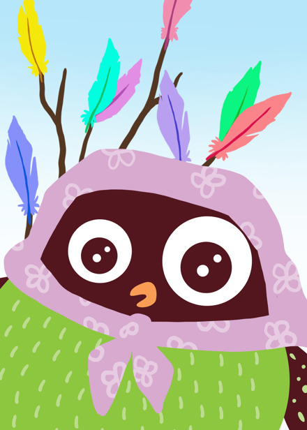 Påskugglan utklädd till påskkärring.